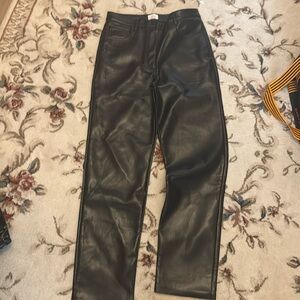 Aritzia Wilfred straight leg faux leather pants